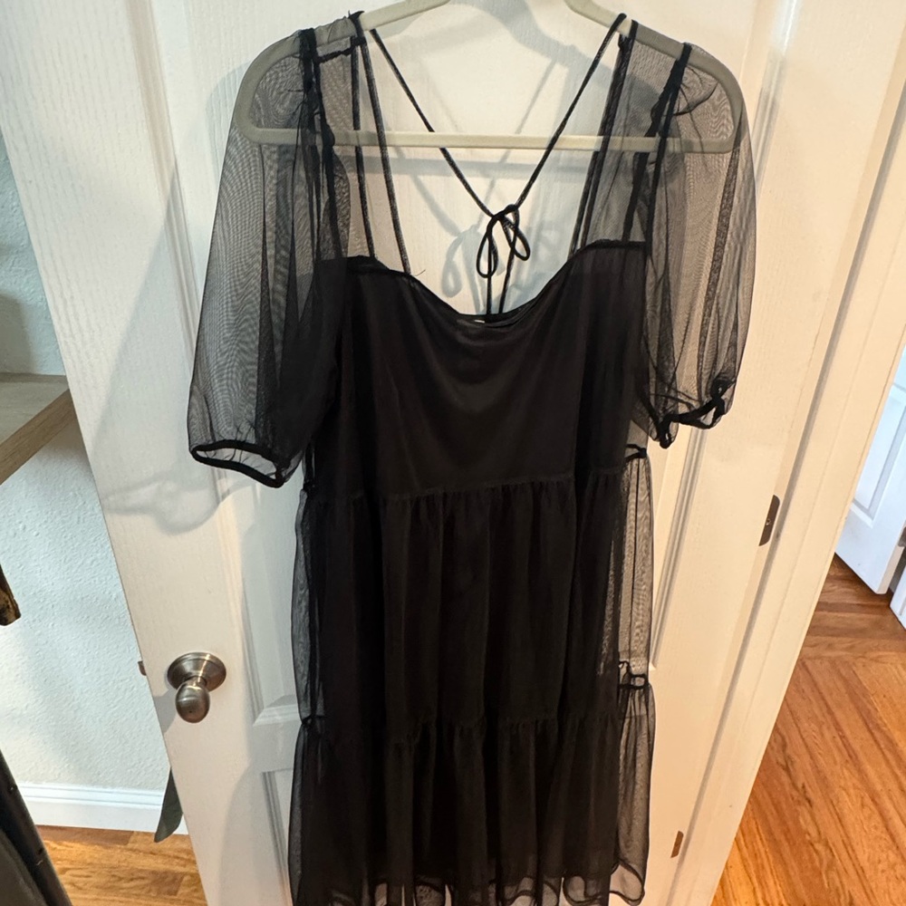 H&M Black Mesh Overlay Dress